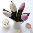 Textil tulipáncsokor-pasztell-4 szál